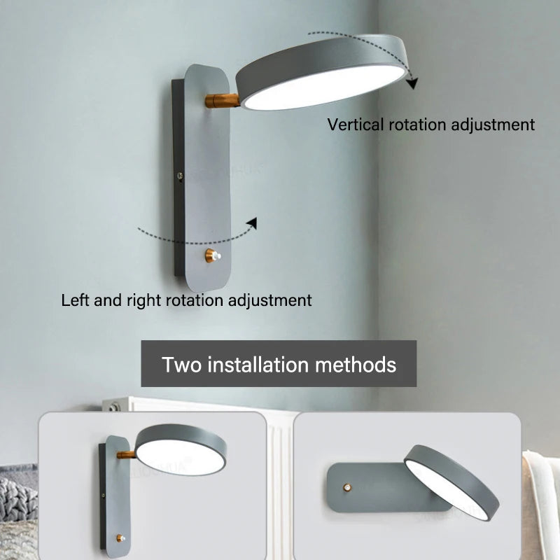 applique murale à led rotative pour éclairage intérieur moderne - vue 5 sur 9