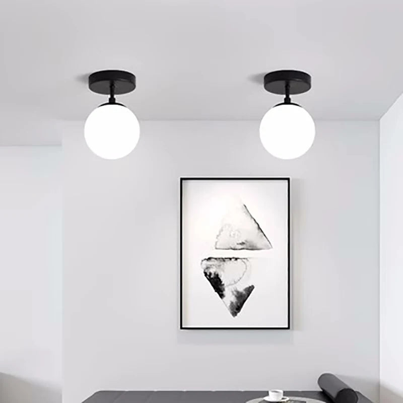 Plafonnier en verre nordique LED minimaliste lampes rondes en verre pour couloir salons entrée allée escaliers luminaires décoratifs
