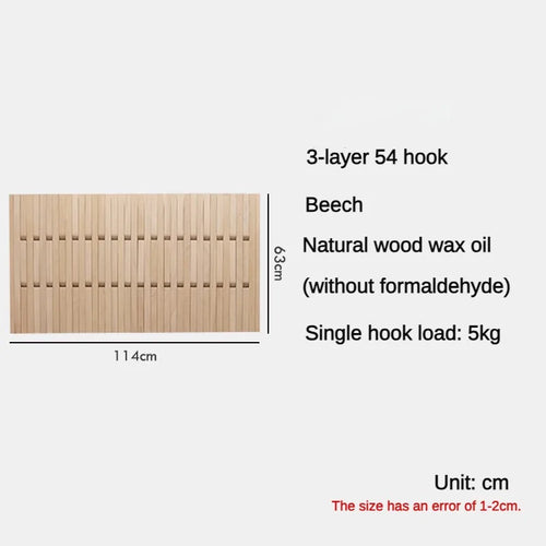 porte-manteau mural en bois pour vêtements et clés - vue 17 sur 18