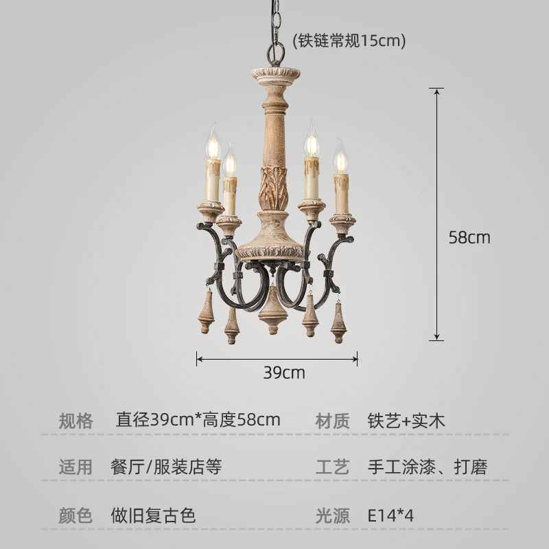 lustre vintage en bois sculpté pour un éclairage élégant à la maison