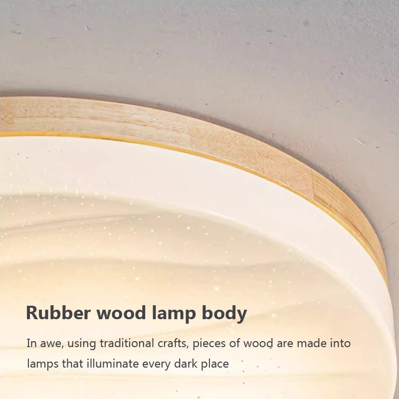 plafonnier led rond en bois design nordique décoratif intérieur - vue 11 sur 13