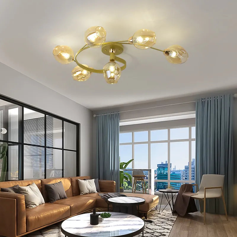 SANDYHA moderne nordique spirale forme plafonniers verre fer Art décor éclairage E27 ampoule meubles salon salle à manger lustres