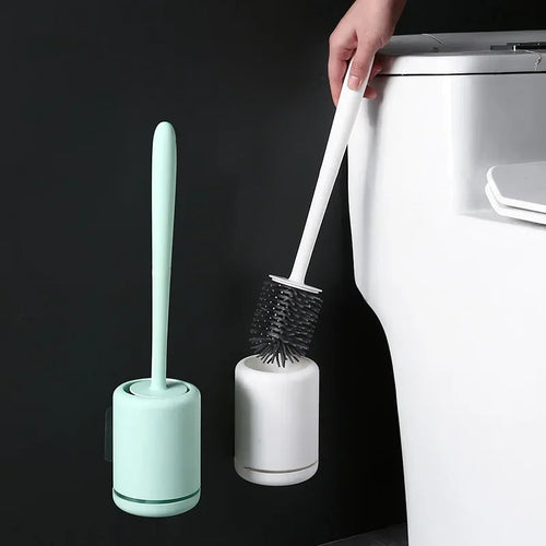 outil de nettoyage brosse de toilette avec support mural pratique - vue 4 sur 9