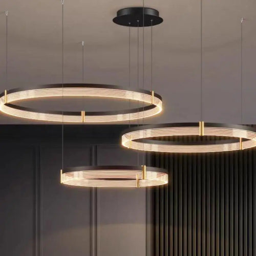 Lustre LED anneau en acrylique au design moderne avec anneau intérieur - vue 5 sur 11