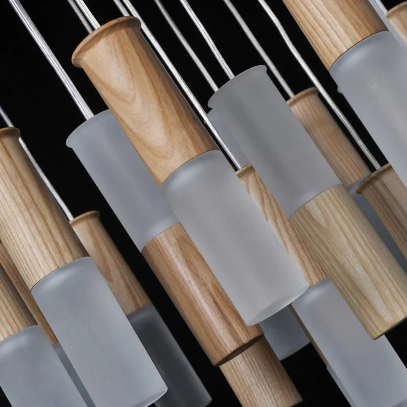 lustre en bois moderne pour éclairage intérieur design - vue 5 sur 14