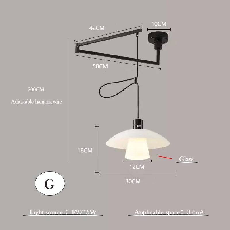 lustre minimaliste extensible rotatif avec bras pivotant pliable - vue 7 sur 13