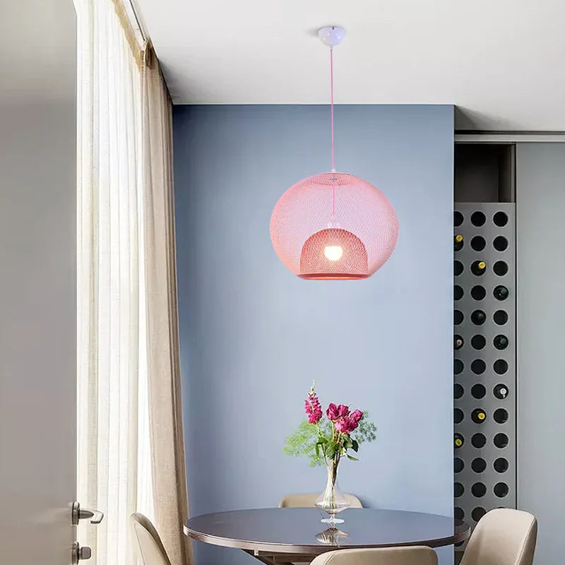 Metal Grid Pendant Lamp Nordic Designer Ceiling Chandelier Suspension Hanging Light Fixture with E27 Changeable Bulb - vue 6 sur 12