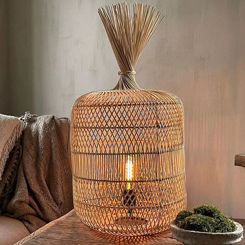 Lampadaire en rotin style Vintage nostalgique Simple