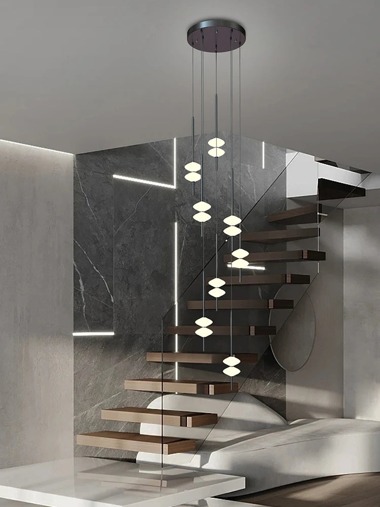 Nordic Staircase Long Chandelier Villa Duplex Chandelier Modern Light Luxury Conical Acrylic Design, 2023 New Pendant Light - vue 2 sur 12