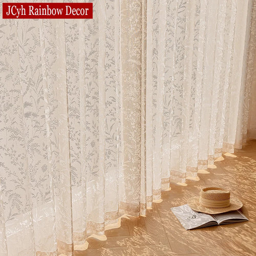 Voilage tulle brodé floral moderne pour salon chambre
