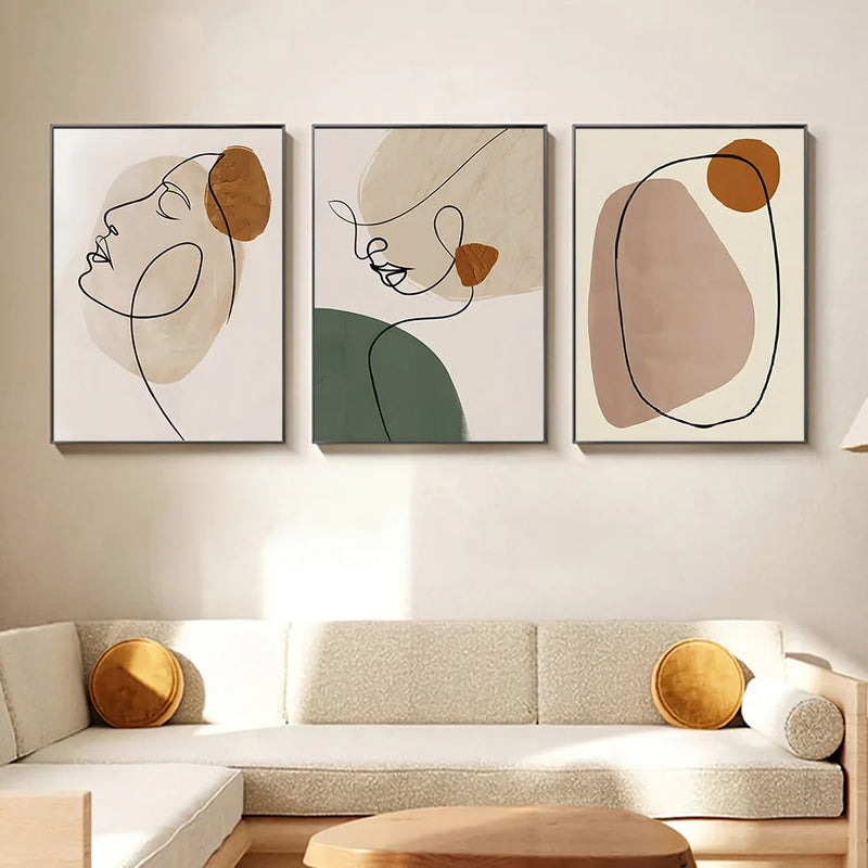 affiches murales abstraites géométriques visage art moderne décoration intérieure