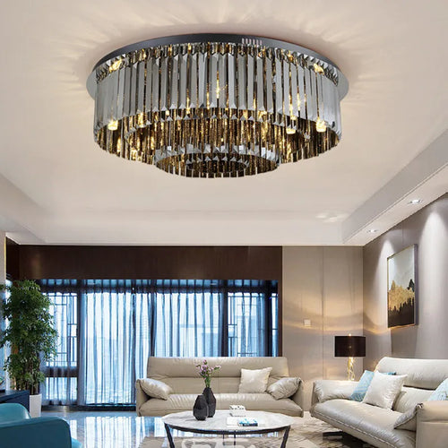 plafonnier led moderne de luxe en cristal décoration maison - vue 3 sur 9