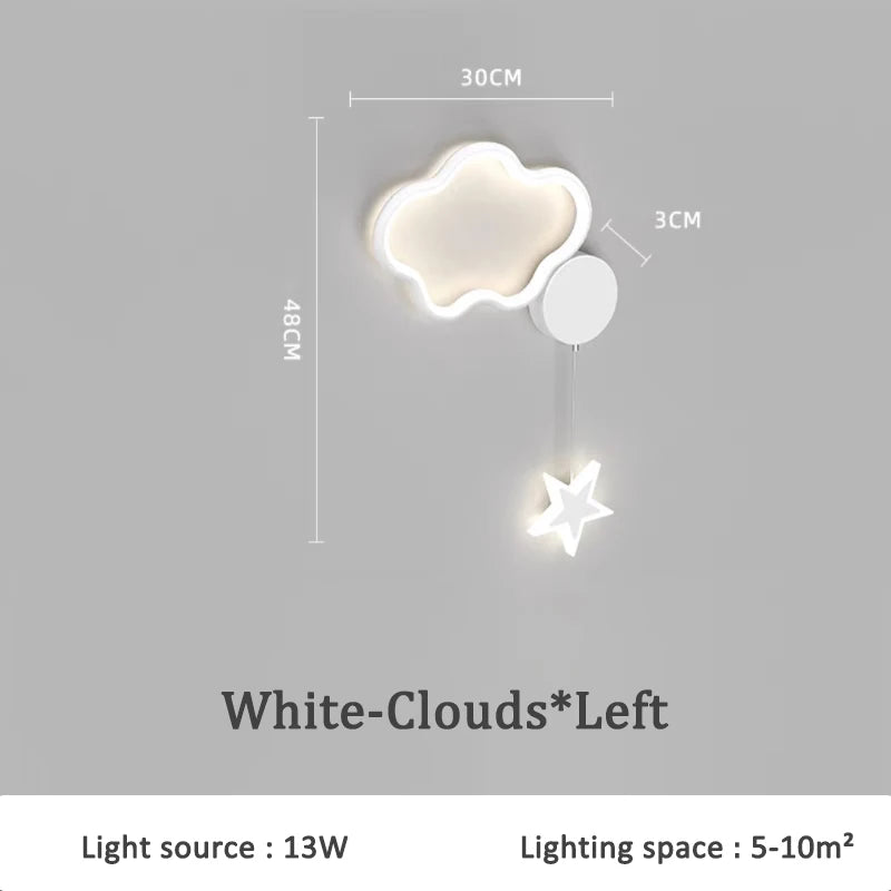 applique murale créative étoiles lune et nuages pour enfants - vue 8 sur 16