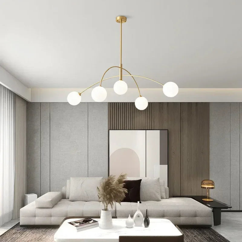 lustre suspendu moderne en verre laiteux pour intérieur élégant - vue 3 sur 8