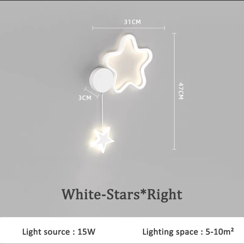 applique murale créative étoiles lune et nuages pour enfants - vue 13 sur 16