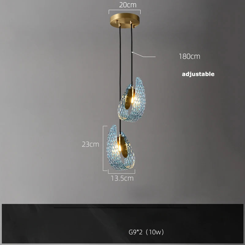 lustre suspendu en verre cristal éclairage moderne pour intérieur - vue 15 sur 21