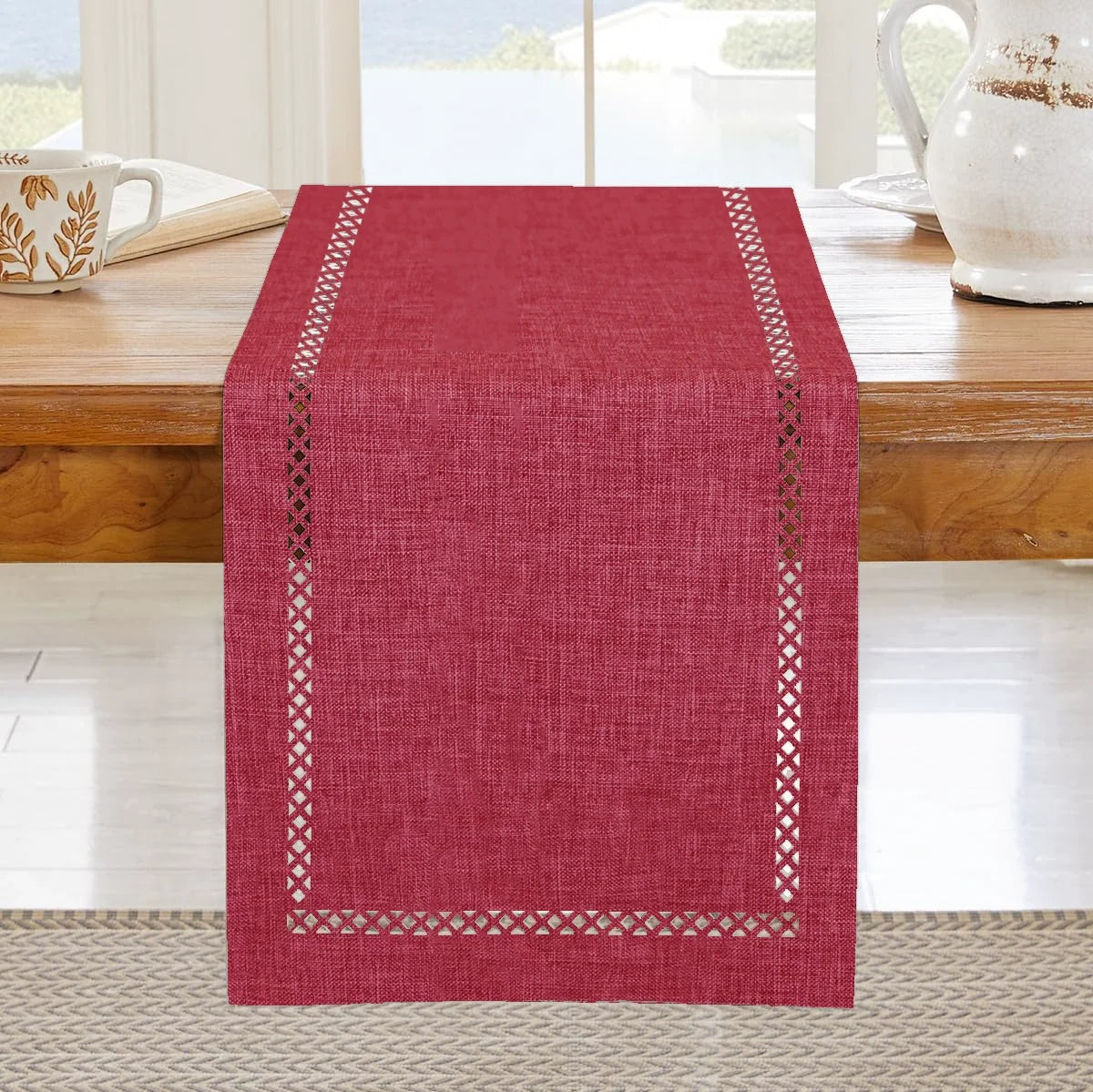 Chemin de table lin ajoure style moderne - vue 10 sur 13