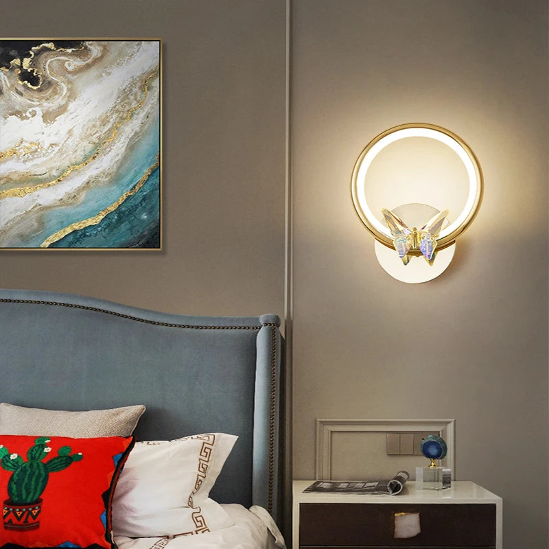 applique murale led papillon en cristal éclairage unique moderne - vue 3 sur 19