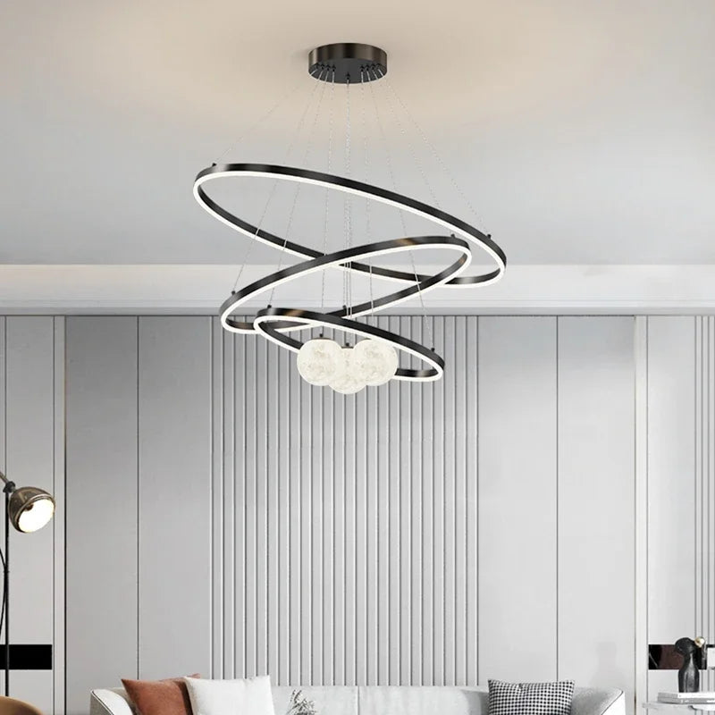 lustre led minimaliste en fil de fer pour décoration intérieure