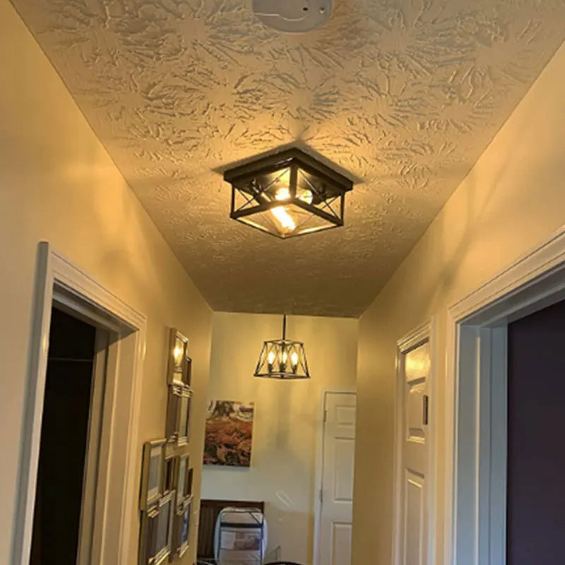plafonnier carré rétro en fer style américain pour décoration intérieure - vue 7 sur 7