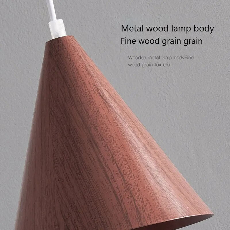 Suspension LED moderne en noyer massif - vue 7 sur 10