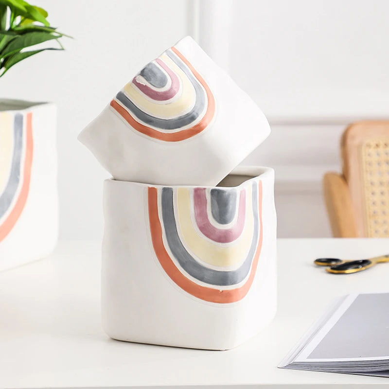 pot de fleurs succulentes en céramique style nordique fait main - vue 5 sur 8