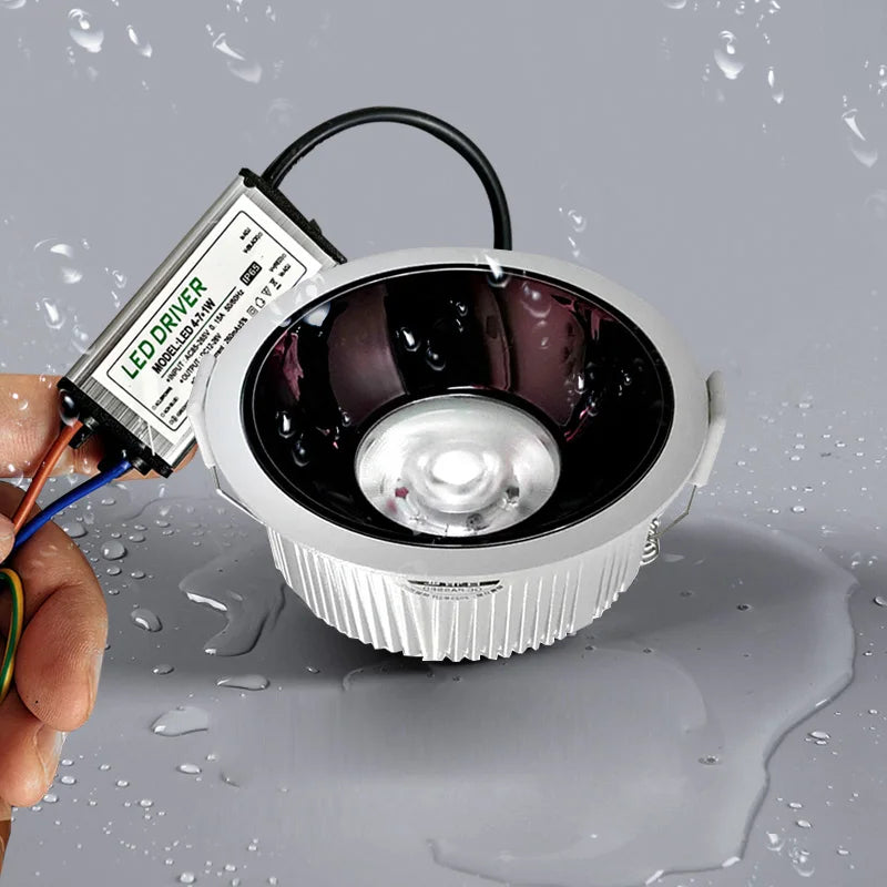 LED waterproof downlight IP65 waterproof, fog-proof and moisture-proof Bathroom Kitchen12V 12W Bathroom eaves outdoor spot - vue 3 sur 6