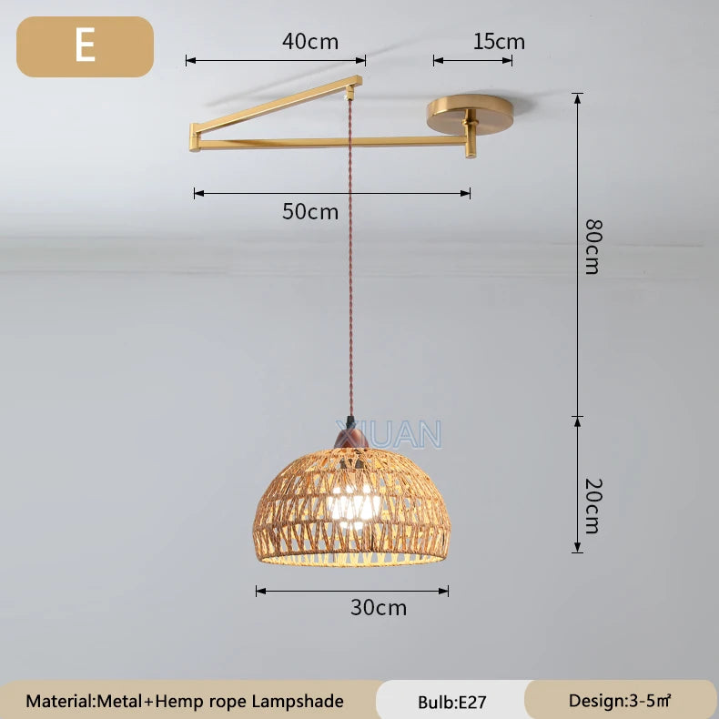 lustre wabi-sabi vintage avec tissu appliqué pliant - vue 10 sur 11