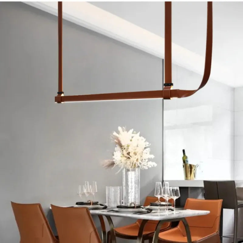 suspension led cuir modernes salle manger centrale décor maison luminaire