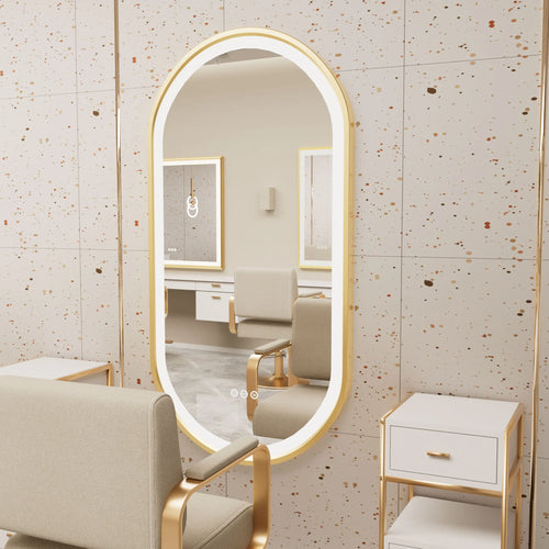 grand miroir oval à led avec éclairage intensité variable et antibuée - vue 9 sur 8