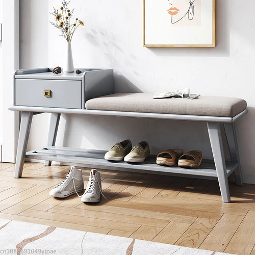 tabouret nordique en bois massif pour rangement et confort - vue 3 sur 9