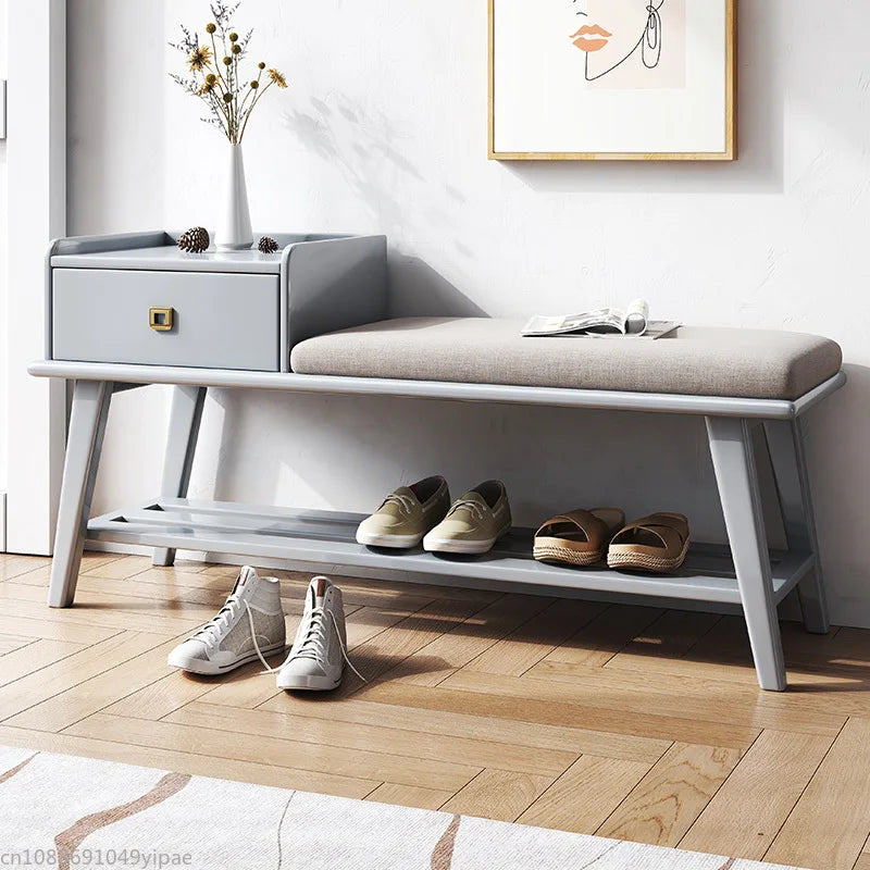 tabouret nordique en bois massif pour rangement et confort - vue 3 sur 9