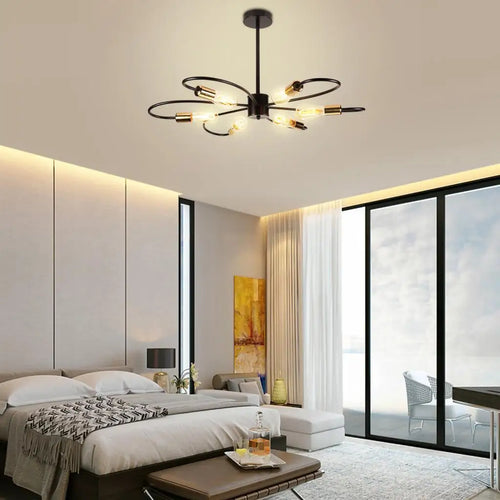 lustre moderne à leds pour salon nordique suspension - vue 5 sur 10