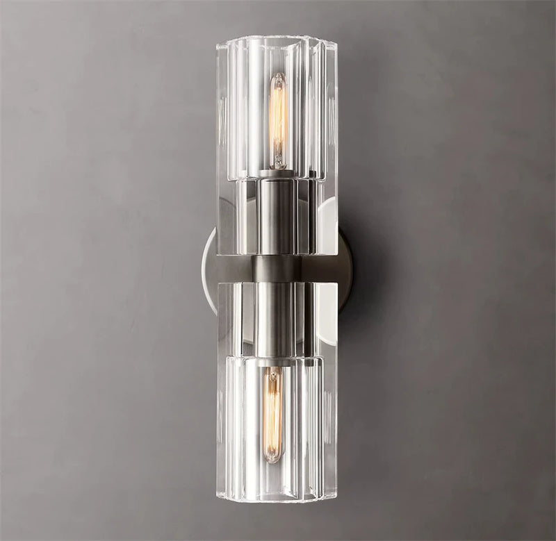 applique murale led moderne en cristal clair nickel laiton