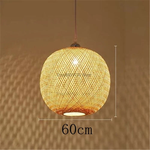 lustre moderne nordique en bambou tissé à la main led - vue 9 sur 10