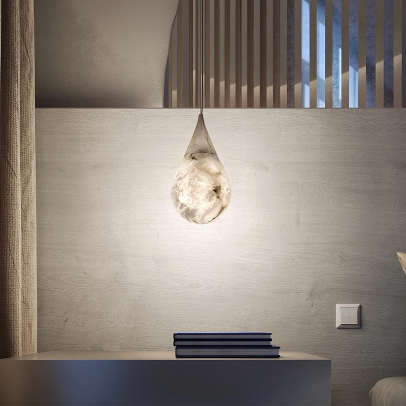 Design américain postmoderne albâtre goutte de pluie suspension éclairage style minimaliste éclairage pour chambres et restaurants - vue 5 sur 8