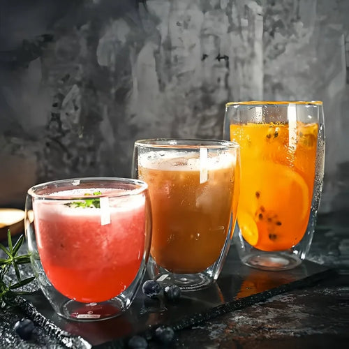 Verre double paroi isolant strié pour café whisky