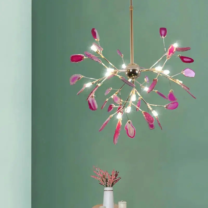 lustre en agate naturelle avec éclairage led coloré pour intérieur élégant - vue 3 sur 14
