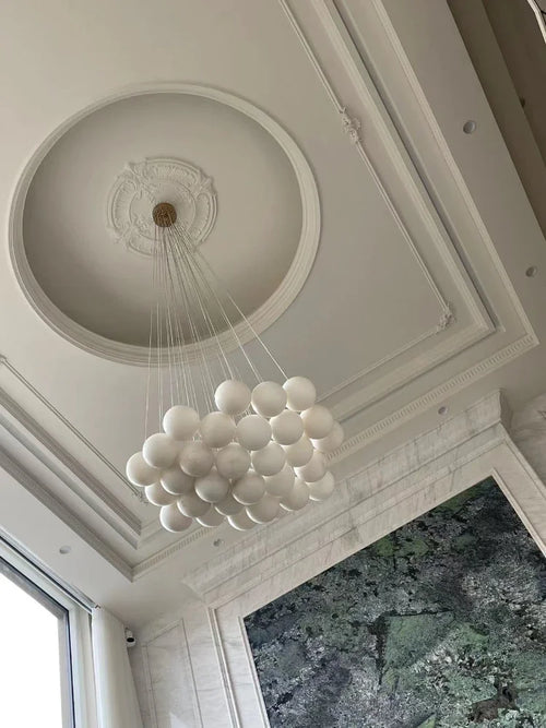 lustre en cuivre de luxe avec marbre naturel espagnol pour décoration moderne - vue 5 sur 7