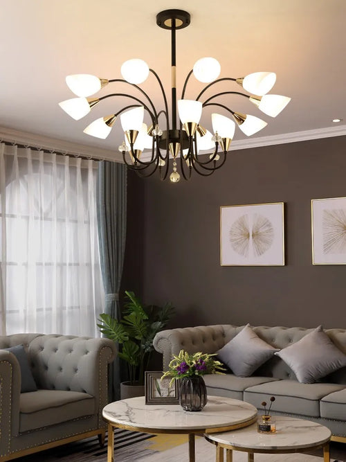 lustre en cristal nordique luxe moderne rétro éclairage décoratif - vue 3 sur 14