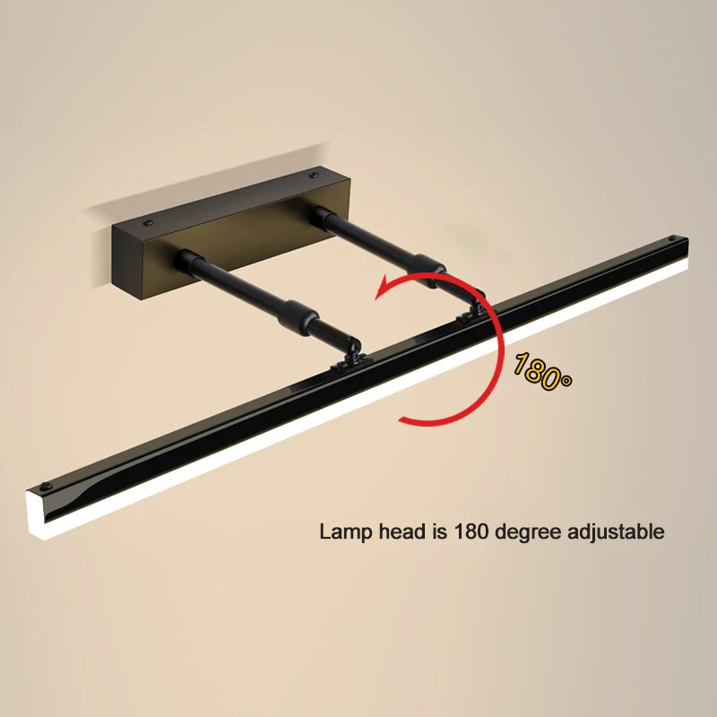 lampe frontale à miroir rétractable pour toilettes