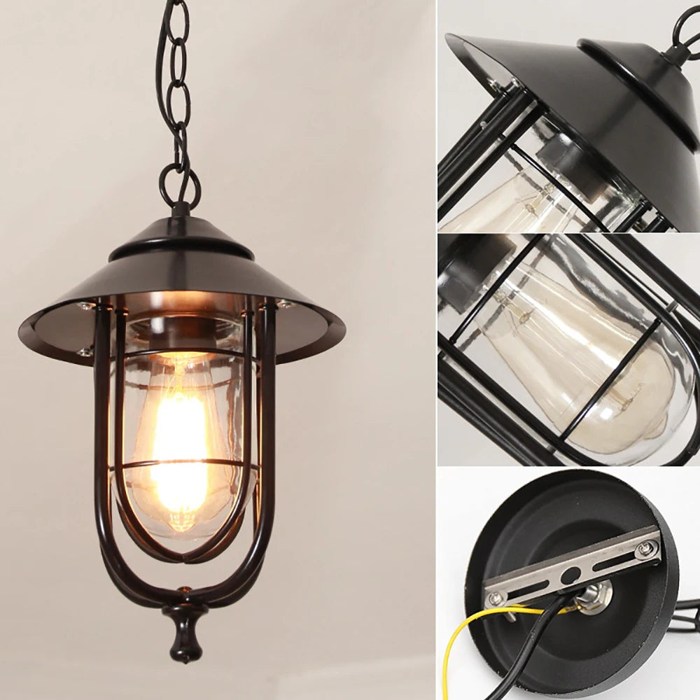 lustre extérieur rétro pour éclairage de jardin et allée - vue 5 sur 6