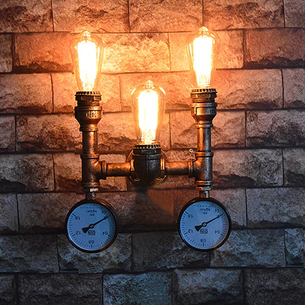 applique murale industrielle vintage en tuyau d'eau rouillé - vue 3 sur 11