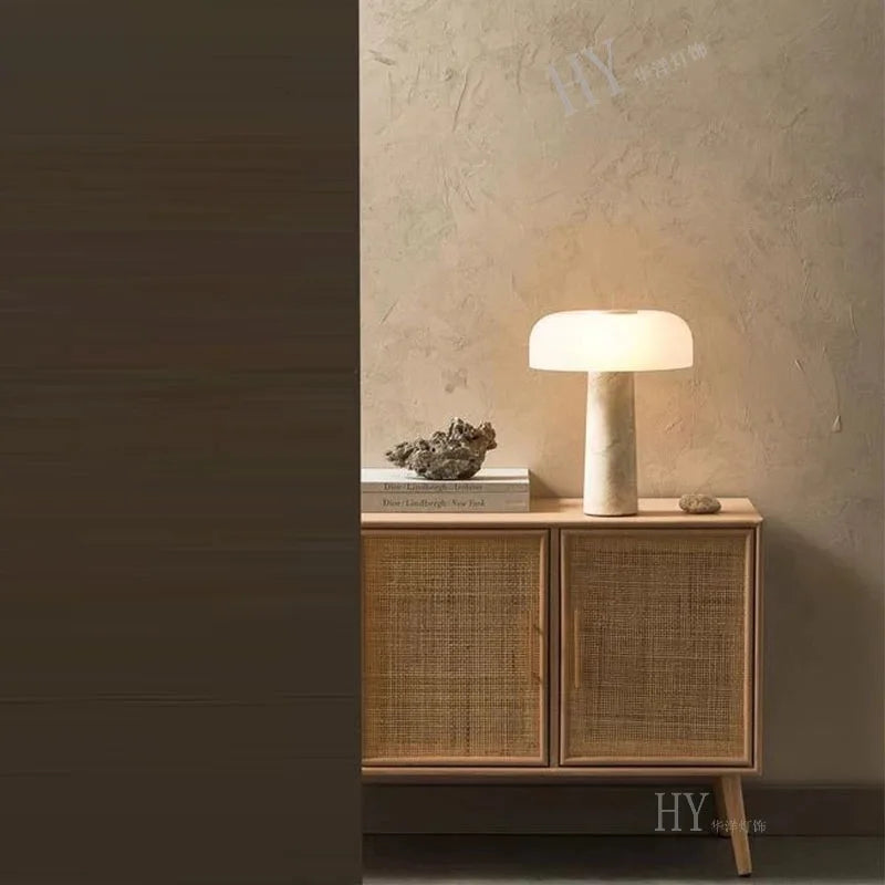 lampe de chevet pierre naturelle rétro styliste déco maison - vue 4 sur 3