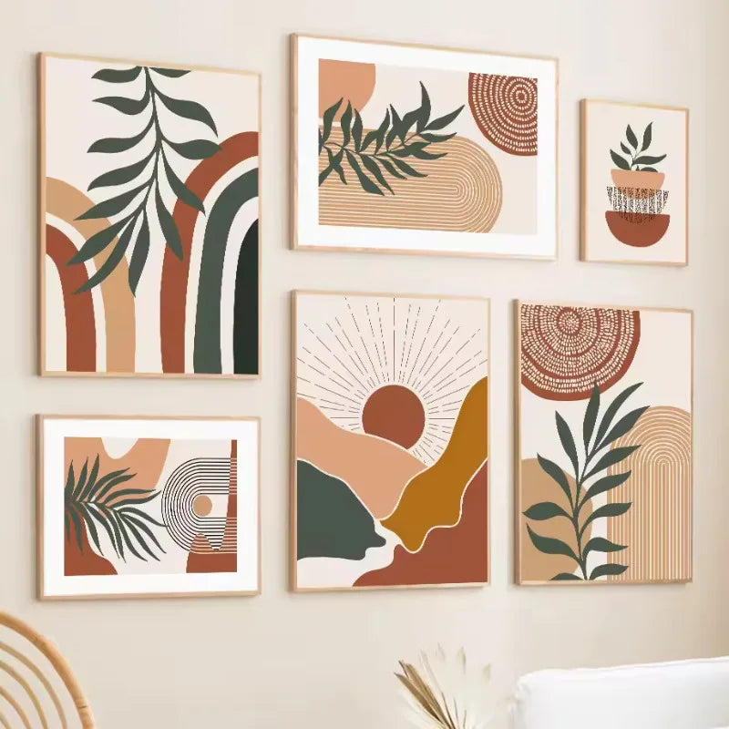 affiches abstraites de feuilles pour décoration murale boho