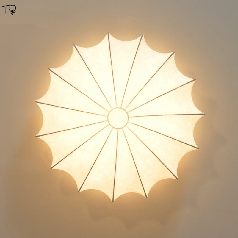 Plafonnier Japonais coréen chaud classique Zen Art tissu soie Led - vue 3 sur 5