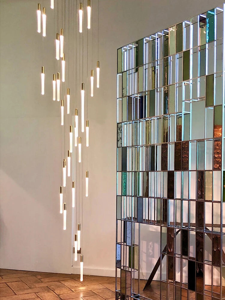lustre led minimaliste moderne pour villa restaurant escalier