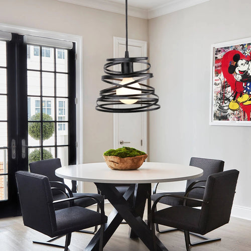 Suspension moderne Abat-jour Vintage Ruban LED Spirale Tourbillon Plafond Suspendu Lustre Salon Cuisine Luminaires