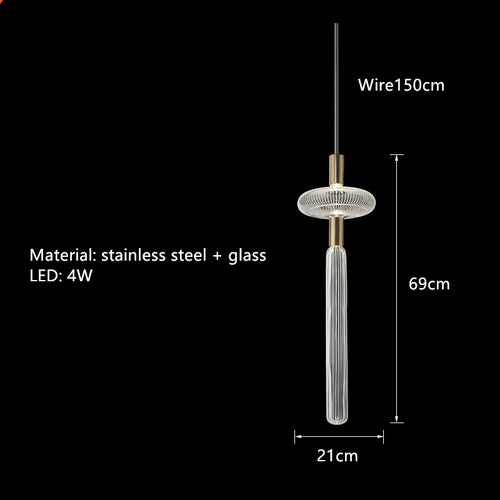 suspension tubes lumineux en verre transparent design nordique réglable - vue 14 sur 20