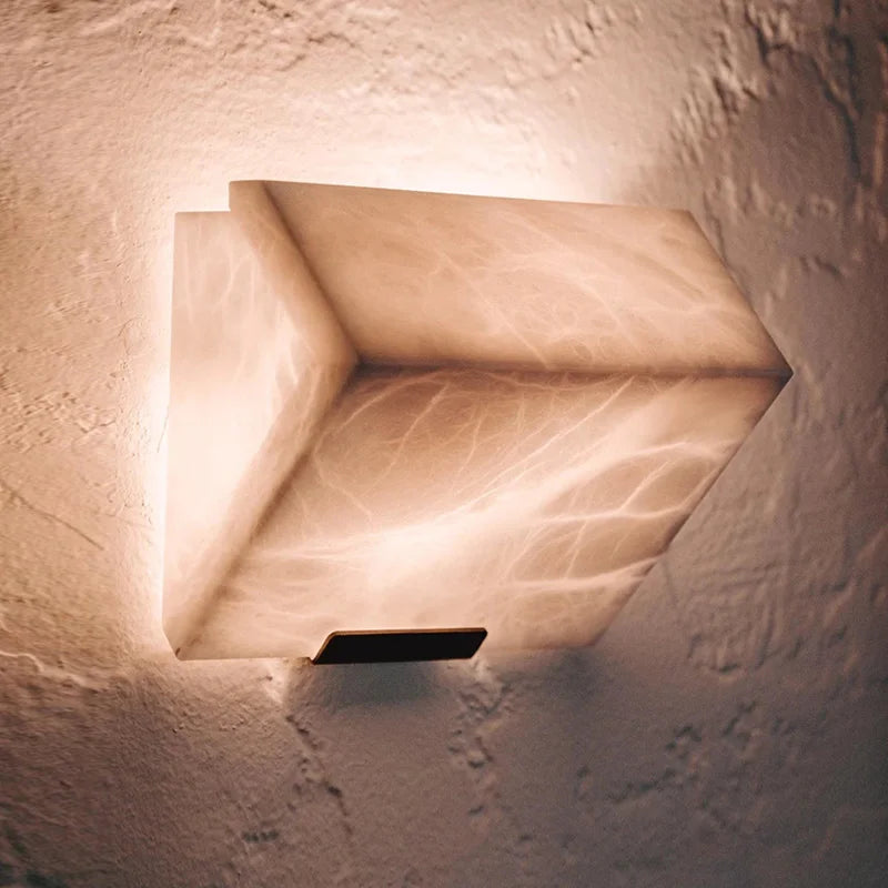 applique murale led en marbre naturel style artistique métal noir